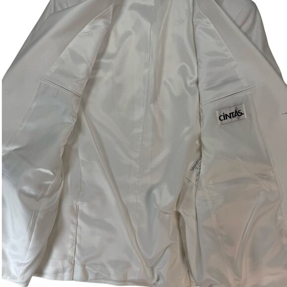 Cintas Men’s White Blazer Jacket Size 42 Long 2 Button Polyester Lined Dual Vent - Picture 3 of 9